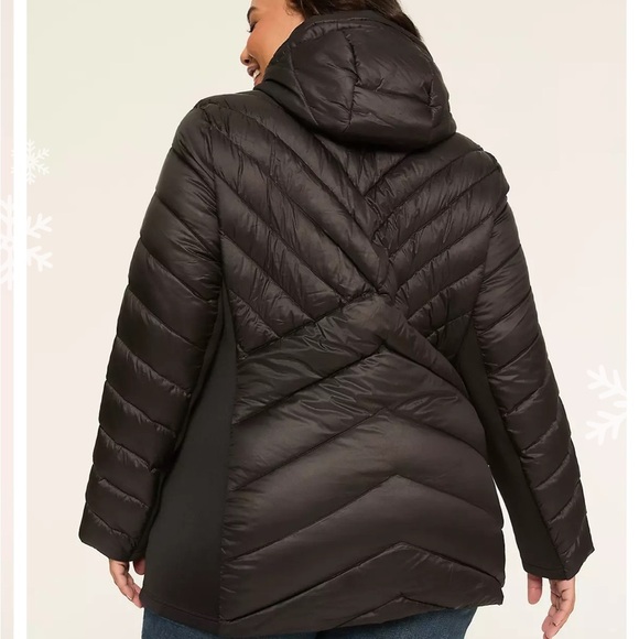 Lane Bryant Black Puffer Coat with Hood and pair of Spyder Gloves - Picture 3 of 15